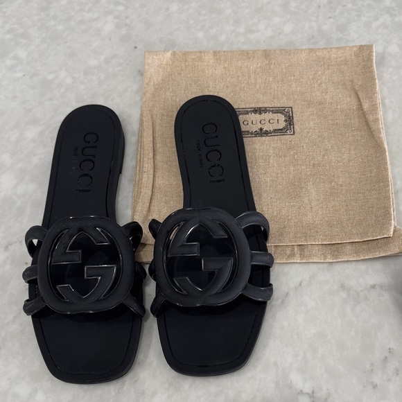 Gucci Shoes - Gucci Black Interlocking G Slide Sandals